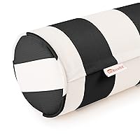 Sunbrella Cabana Stripe White/Black Zippered Neck Roll Bolster (Set of 2)
