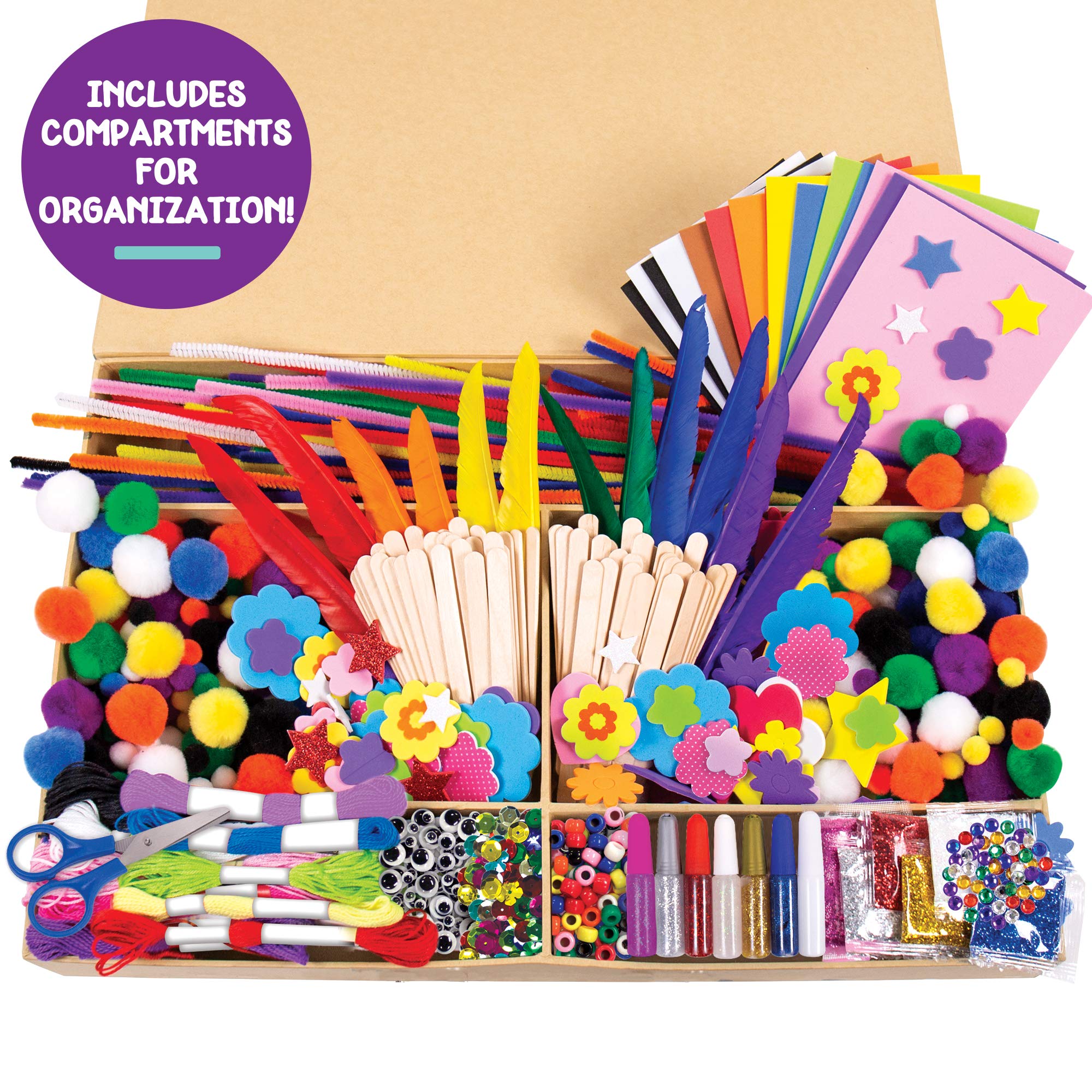 Made By Me Ultimate Craft Box, Art & Craft Activities 1000 Piece Set, Storage Case, Great for Preschool, Adult & Group Projects, Craft Box for Kids Girls & Boys