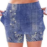 Athletic Skorts,Tennis Skirts for Women with Shorts Marble Print Tummy Control Athletic Skorts Athletic Workout Joggers 2024