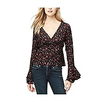 AEROPOSTALE Womens Deep V-Neck Crop Pullover Blouse, Black, X-Small