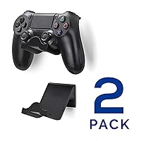 BRAINWAVZ [EOL] PS4 Game Controller Wall Hanger Stand Mount Holder (2 Pack) - Dualshock Gamepad Accessories (Improved Adheasive Nov2019) (Black) [EOL]