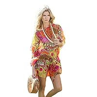 Peacock Print String Beach Cover Up