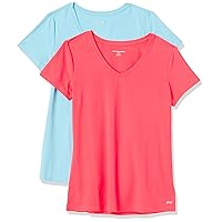Amazon Essentials Women's Tech Stretch Short-Sleeve V-Neck T-Shirt (Available in Plus Size), Multipacks