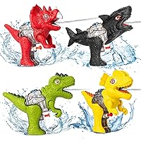 Water Guns for Kids Squirt Guns- Hyperzoo 4 Pack Mini Dinosaur Water Pistols Water Blaster Long Shooting Water Gun Toys for Boys Girls Toddlers, Ideal Summer Gifts for Swimming Pool Party Beach Yard