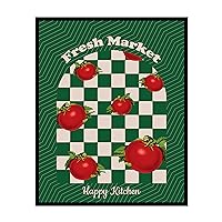 Poster Master Tomato Poster - Checkered Print - Food & Drink Art - Trendy Art - Pop Art - Modern Art - Gift for Men & Women - Great Decor for Dining Room, Kitchen or Dorm - 11x14 UNFRAMED Wall Art