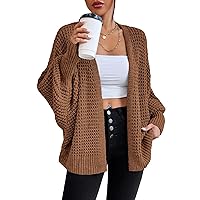 Verdusa Women's Oversized Cardigan Open Front Long Sleeve Sweater Knit Outerwear