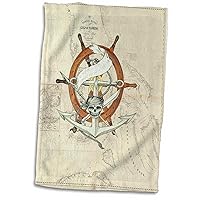 3D Rose Print of Vintage Florida Chart with Pirate Wheel TWL_204870_1 Towel, 15