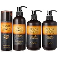 Argan Deluxe Wash and Go Bundle-Shampoo, Conditioner, Curl Cream and Styling Gel