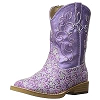 ROPER Toddler Girls Lavender Glitter Floral Square Toe Casual Boots Mid Calf - Purple