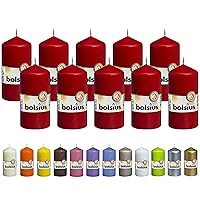 BOLSIUS 10 Red Pillar Candles - 2.25 x 4.75 Inches - Premium European Quality - Individually Wrapped - 33 Hours Burn Time - Dripless Smokeless Unscented Dinner, Wedding, Party, & Restaurant Candles
