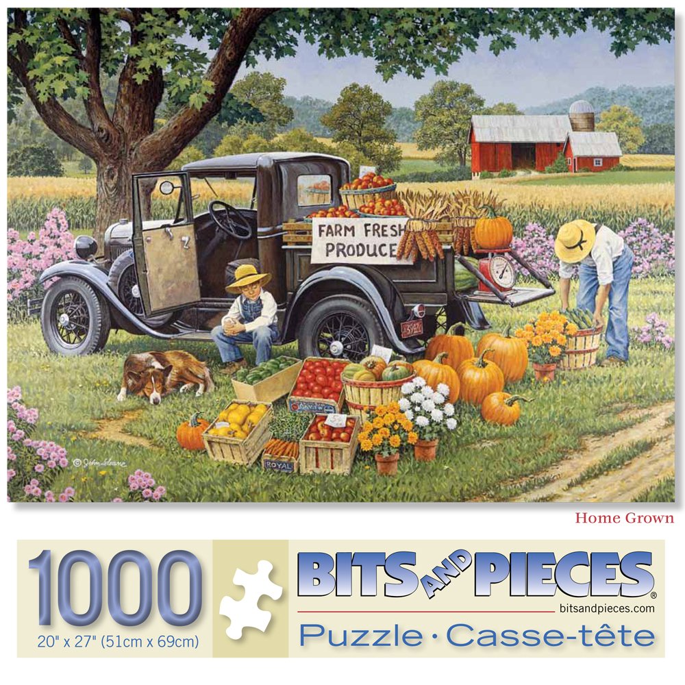 Bits and Pieces - 1000 Piece Jigsaw Puzzles for Adults - ‘Home Grown’ - Fall On The Farm 1000 pc Jigsaw by Artist John Sloane - 20” x 27”