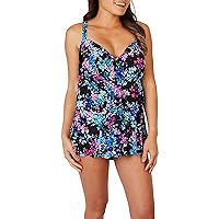 Plus Floral Tiered Ruffle One Piece 20W Black Multi