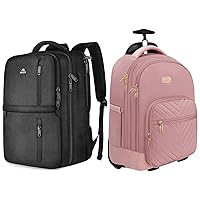MATEIN Rolling Backpack for Women, 17 Inch Travel Laptop Backpacks with Wheels, Waterproof Large Carry On Business Luggage Roller Backpack, Trolley Suitcase Overnight College Work Computer Bag,Pink
