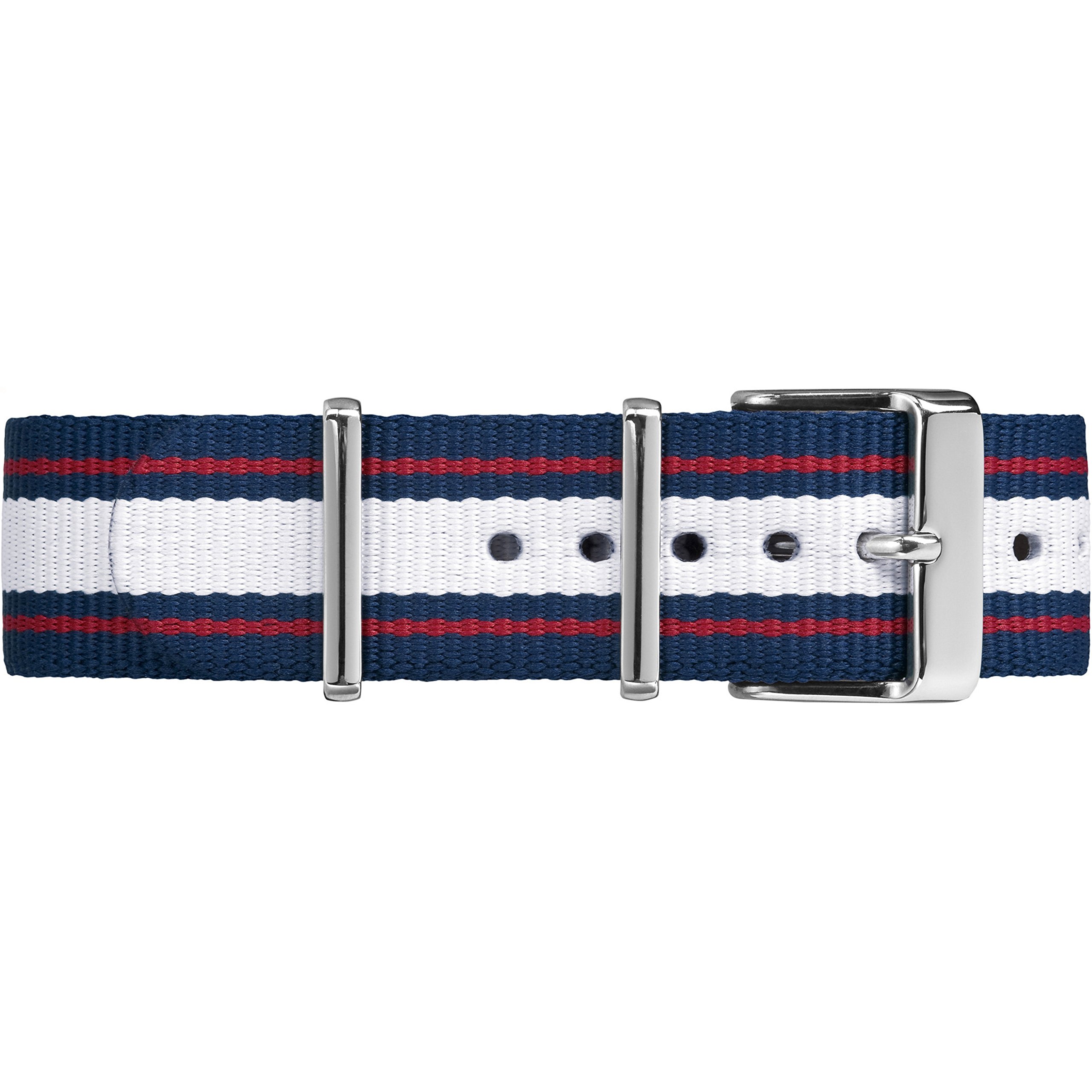 Timex TW7C06900 20mm Blue/White/Red Stripe Fabric Double-Layered Slip-Thru Strap