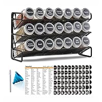 SpaceAid Spice Rack Organizer with 21 Spice Jars, 386 Spice Labels, Chalk Marker and Funnel Set for Cabinet, Countertop, Pantry, Cupboard or Door & Wall Mount - 21 Jars, 13.4