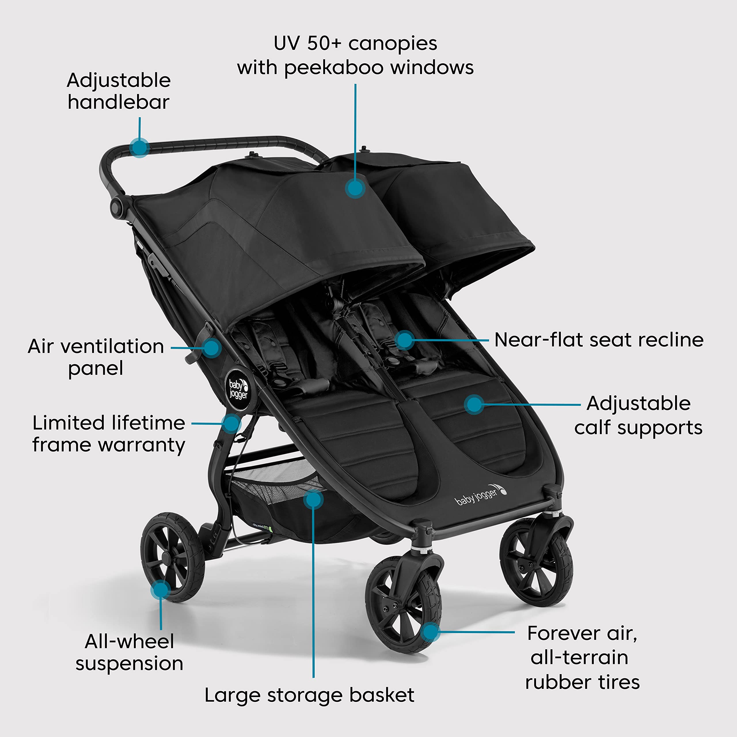 Baby Jogger City Mini GT2 All-Terrain Double Stroller, Pike