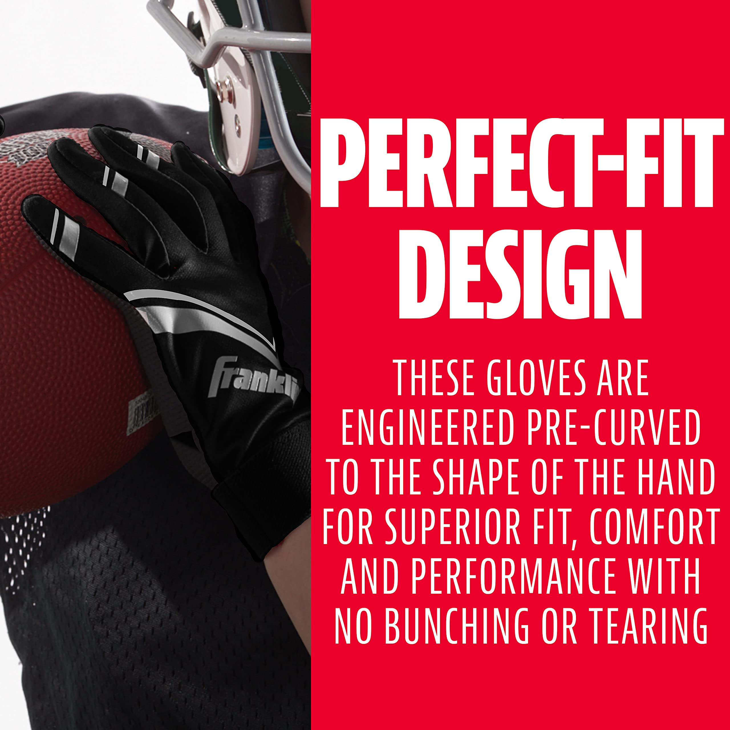 Franklin Sports Youth Football Receiver Gloves - Shoktak Youth Gloves - Kids Football Receiver Gloves - High Grip Football Gloves for Kids