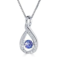 Tanzanite and White Sapphire Dancing Sterling Silver Infinity Pendant Necklace for Her