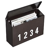 Wall-Mount Mailbox with One Flag Kit and Three Sets of 0-9 Mailbox Number Stickers, Galvanized Steel Rust-Proof Metal Post Box,Mailboxes for Outside,15.2