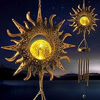 Solar Sun Light Wind Chimes for Outside for Women Gifts for Mom Grandma Wife Birthday Gift Crackle Glass Ball Windchimes Gardening Gift for Outdoor Patio Decor Yard Porch Decorations