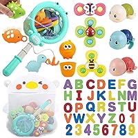 LZZAPJ Baby Bath Toys for Toddlers 1-3, Kid Bathtub Toy with 36 Foam Bath Letter & Number, Fishing Games with Fish Net, Water Pool Toy with Storage Bag, Shower Toy Gift for Boy Girl Infant 1 2 3 4 5 6