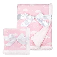 American Baby Company Heavenly Soft Chenille Sherpa Blanket Set, 3D Pink Cloud, for Girls