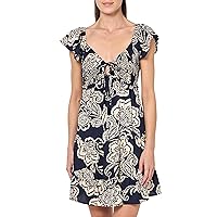 Angie Women's Printed Short Sleeve Tiered Dress