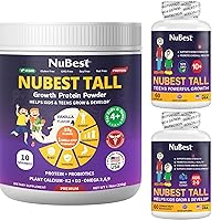 Bundle 3 Tall Kit Height Growth, Immunity Kids' Health: Vanilla Plant-Based Protein, Tall 10+ 60 Capsules & Nu-Best Tall Kids 60 Berry Tablets - Comprehensive Health, Digestive & Immune System