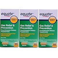 Equate Gas Bloating Relief and Prevention, Food Enzyme Dietary Supplement, 300 Count