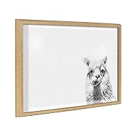 Blake Alpaca Portrait Horizontal Framed Printed Glass Wall Art and Dry Erase by Simon Te of Tai Prints, 18x24 Natural