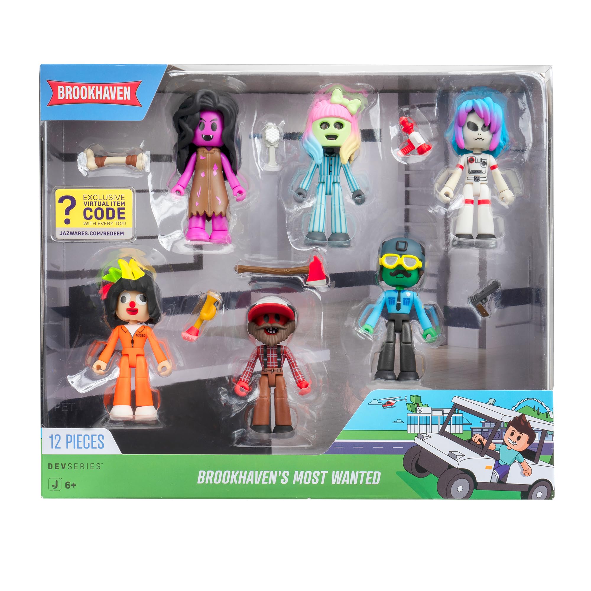 DevSeries Brookhaven's Most Wanted Six 2.75-Inch Mix-and-Match Figures with Unique Accessories and Exclusive Virtual Item Code