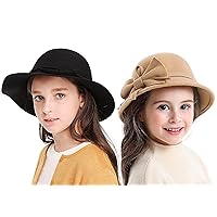 Bienvenu Kids Girls Winter Warm 100% Wool Bucket Hats