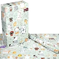 eVincE Gift Wrapping Paper (Packing of 10 Sheets) With colorful Cats design, Premium quality, Thick, Extra Wide, Large size with 70 x 50 cms, For Kids, Theme Party, Birthdays, regalo papel envoltura, Gata, Gato