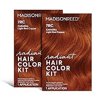 Radiant Hair Color Kit, Light Red Copper for 100% Gray Coverage, Ammonia-Free, 7RC Carrara Crimson, Permanent Hair Dye, Pack of 2