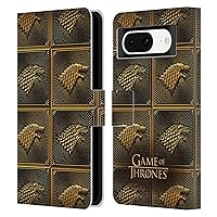 Head Case Designs Officially Licensed HBO Game of Thrones Stark Golden Sigils Leather Book Wallet Case Cover Compatible with Google Pixel 8