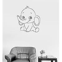 Large Vinyl Decal Baby Elephant Cute Animal Children Room Wall Sticker (ig232) Dark Green