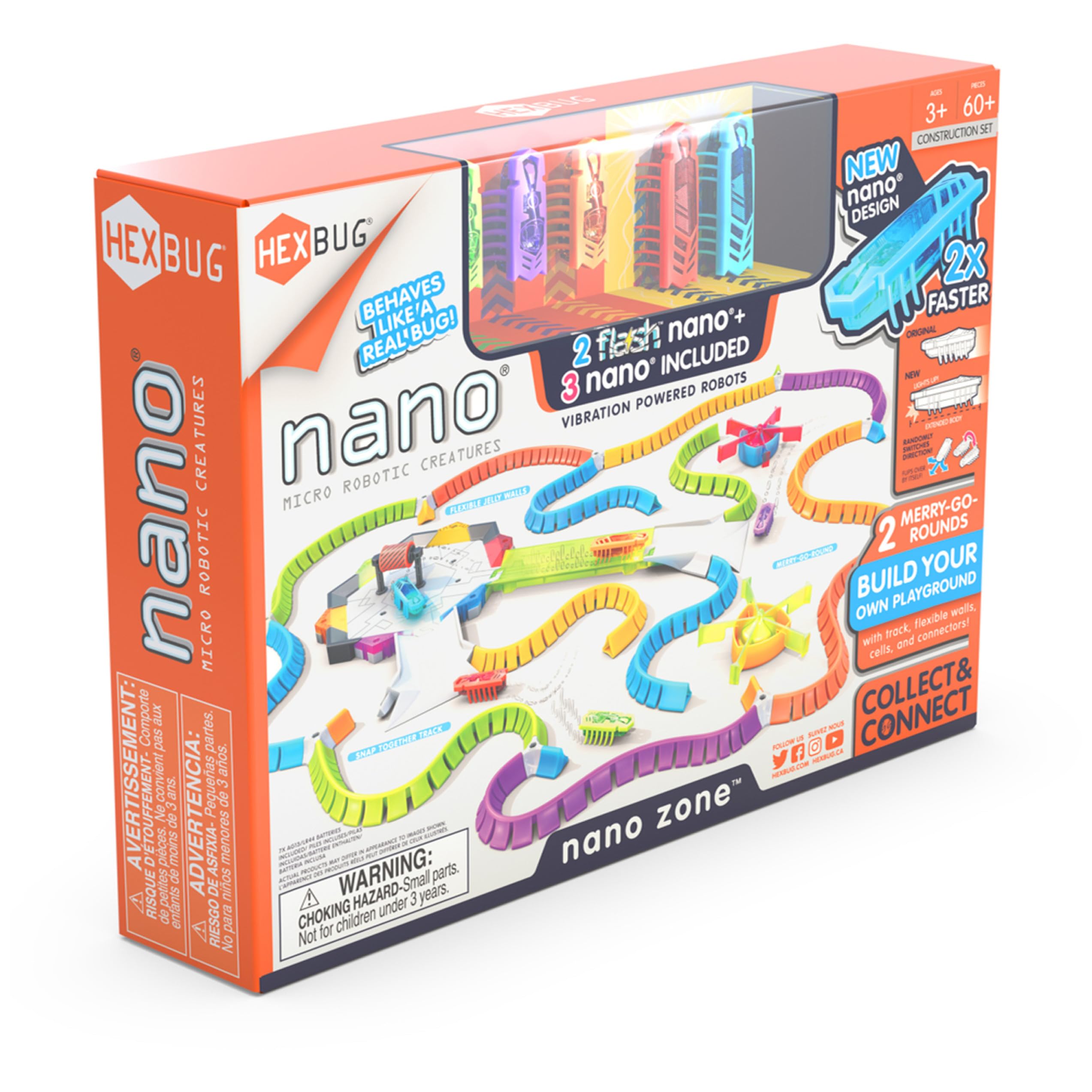 HEXBUG Nano Zone, Sensory Toys for Kids & Cats with Over 60 Pieces & 5 Nano Bugs, STEM Kits & Mini Robot Toy for Kids Ages 3 & Up, Batteries Included