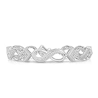 NATALIA DRAKE 1/10 Cttw Diamond Bracelet for Women Infinity Link With Hidden Safety Lock in Rhodium Plated Brass Color I-J/Clarity I2-I3