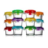 NutriChef 12PC Food Storage Containers - 4.48oz Mini Stackable Superior Premium Glass Meal-prep w/Airtight Locking Lid, BPA-Free Leakproof, Freezer-to-Oven-Safe, For Baby Food Snacks Fruits & Nuts