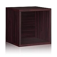 Way Basics Vintage Storage Blox Cube Organizer Shelf (Fits 65-70 Vinyl Records), Espresso