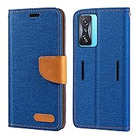for Xiaomi Redmi K50 Gaming Case, Oxford Leather Wallet Case with Soft TPU Back Cover Magnet Flip Case for Xiaomi Redmi K50 Gaming AMG F1 (6.67”) Blue