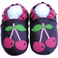 Soft Sole Leather Baby Shoes Boy Girl Infant Children Kid Toddler Crib First Walk Gift Cherry Purple 0-3Y