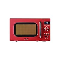 COMFEE' Retro Small Microwave Oven With Compact Size, 9 Preset Menus, Position-Memory Turntable, Mute Function, Countertop, Perfect For Small Spaces, 0.7 Cu Ft/700W, Red, AM720C2RA-R