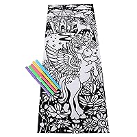 384072 Unicorn Design Giant Art Card with Pastel Felt Pens | Multicolor | 6pcs Pad, White