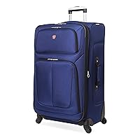 Sion Softside Expandable Roller Luggage, Blue, Checked-Large 29-Inch