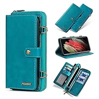 Case for Samsung Galaxy S21/S20 Plus/21 Ultra, Premium PU Leather Wallet Flip Folio Kickstand Feature Detachable Crossbody Shoulder Strap with Card Slots & Shockproof Phone Case,