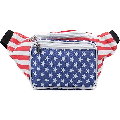 American Flag Fanny Pack I 4th of July Fanny Pack Bum Bag Crossbody - Flag Fanny Pack Waist For Halloween costumes - USA Fanny Pack for 4th of July accessories for women