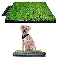 Downtown Pet Supply Dog Grass Pad with Tray, 20 x 25 w/Drawer - Outdoor and Indoor Potty System for Dogs with Replaceable Synthetic Grass Pee Turf - Portable and Waterproof Turf Dog Potty