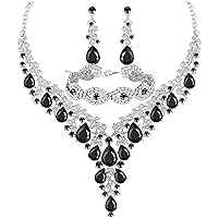 Wedding Bridal Bridesmaid Austrian Crystal Rhinestone Jewelry Sets Statement Choker Necklace Earrings Bracelets Sets for Wedding Party Prom