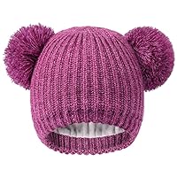 FURTALK Toddler Winter Hat Pom Beanie Fleece Lined Knit Hats for Baby Kids Boys Girls 1-3 Years